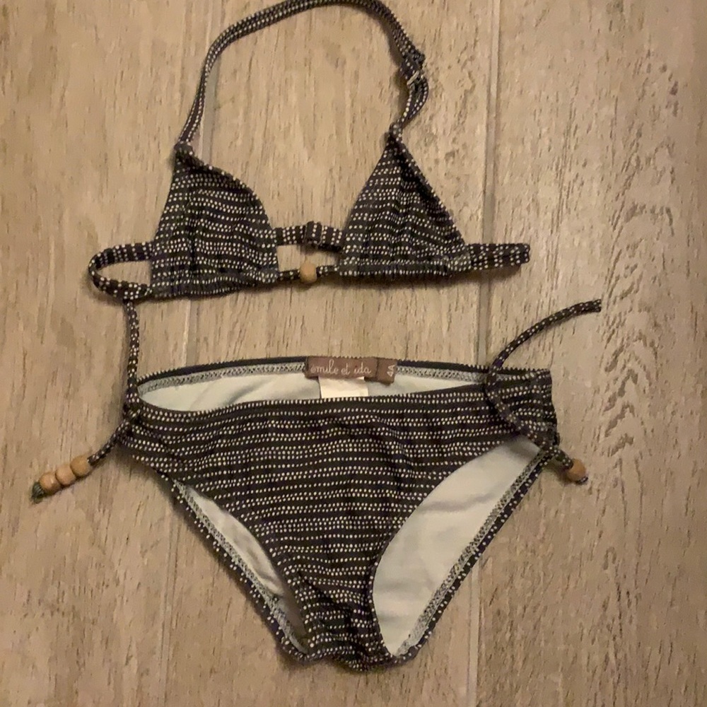 Emile et Ida Black and White Kids Swim Bikini